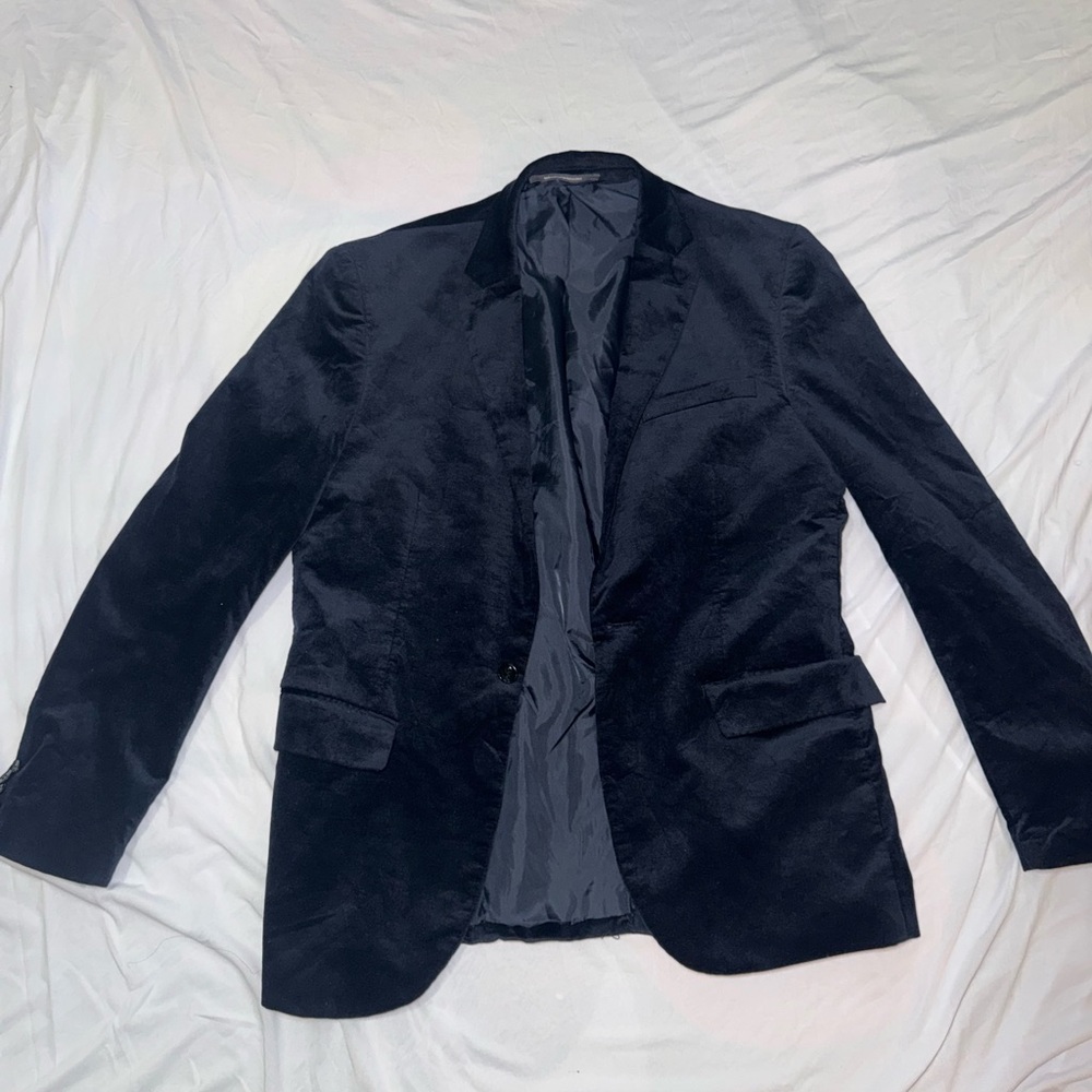 H&M Elegant Dark Blazer velvet midnight blue